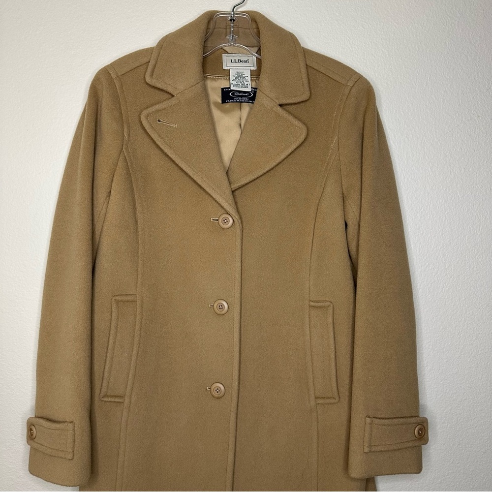 LL Bean Women's Classic Lambswool Polo Coat, Three-Quarter Length Size 4